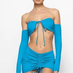 SKIMS Turquoise Long Sleeve Bikini Top